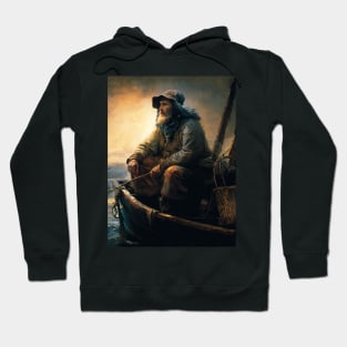 Christian Art Painting of Fisherman Matthew 4:19 Bible Verse 2 Hoodie